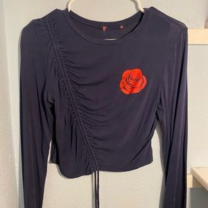 Navy Blue Rose Top